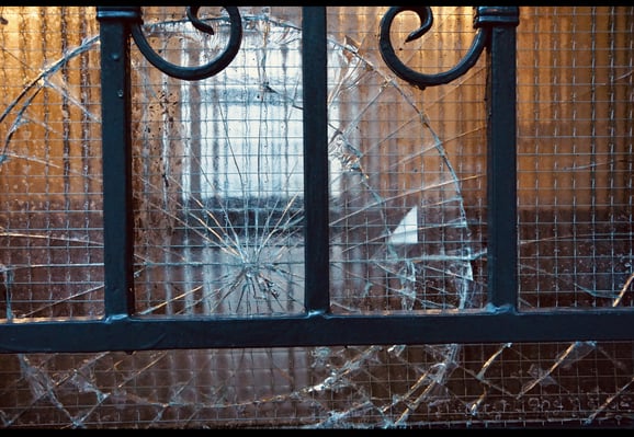 Photo of a shattered window