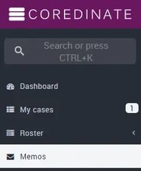 Memos / Messages tab in sidebar