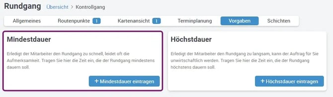 Zeitvorgaben, Rundgang, OWKS, Mindestdauer