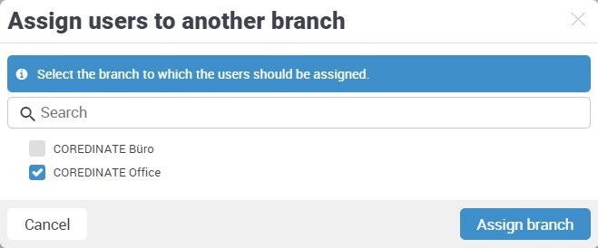 Assign users to another branch