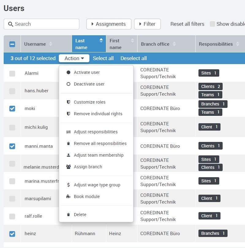 Reassign existing users under Administration and Users