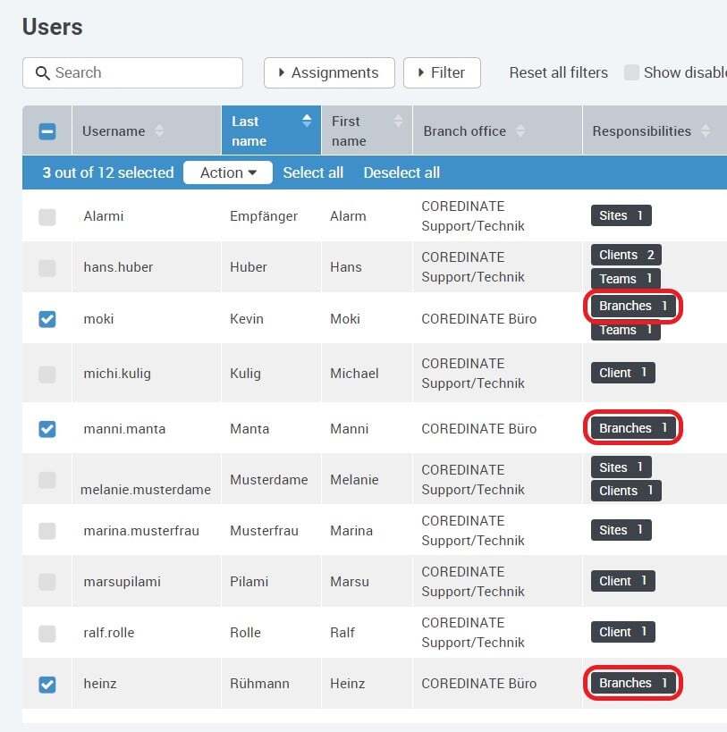 elect clients&nbsp;or areas of a branch
